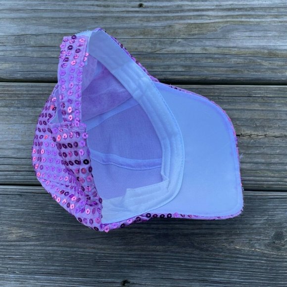 Women Hat Pink Tone Sequin Baseball Silver Cap Hat Fashion Hat New - Picture 8 of 12